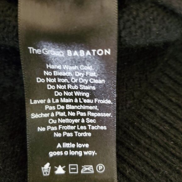 Aritzia Babaton Wool Cashmere Cardigan Sweater Heavyweight Sweater Black Sz 3/L - Picture 6 of 7